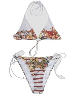 Jean Paul Gaultier Printed String Bikini Set - White