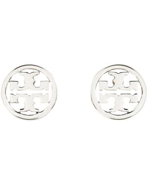 Tory Burch Logo Detailed Earrings - White