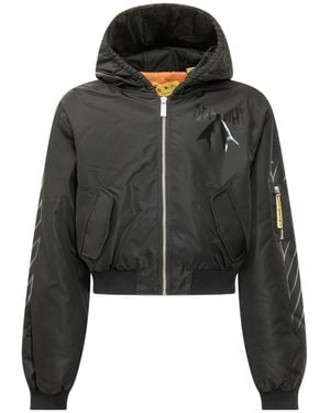 Off-White c/o Virgil Abloh Hooded Cropped Bomber Jacket - Black