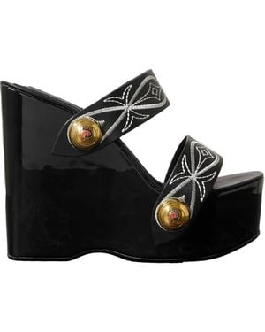 PUCCI 150Mm Goccia-Embroidered Wedge Sandals - Black