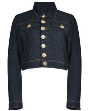 Dondup Cropped Buttoned Denim Jacket - Blue