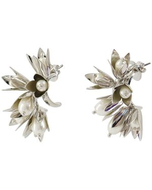 Simone Rocha Embellished Flower Earrings - White
