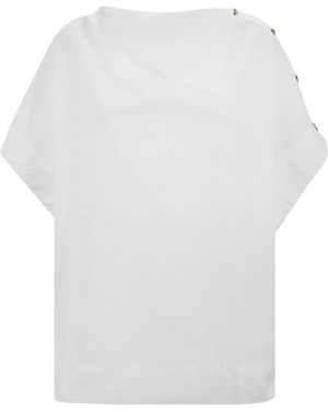 Soeur Button-Sleeve Boat-Neck T-Shirt - White