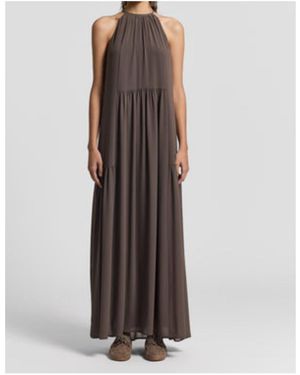 Peserico Punto Luce Halterneck Maxi Dress - Brown