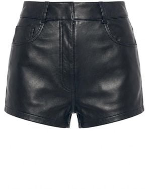 Norma Kamali Faux-Leather Mini Shorts - Blue