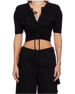Simone Rocha Short-Sleeved Cashmere Cardigan - Black