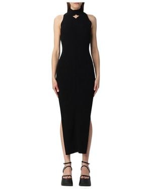 Courreges Courrèges Col Diamanterai Ribbed Dress - Black