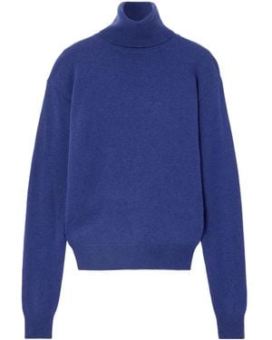 Saint Laurent Roll Neck Straight Hem Jumper - Blue