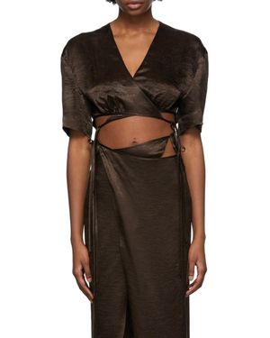 Yuzefi V-Neck High-Waist T-Shirt - Black
