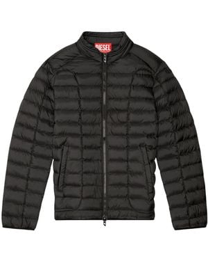 DIESEL Quilted Mock Neck Jacket - Black
