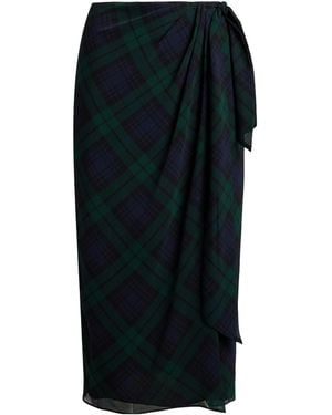 Ralph Lauren Plaid Midi Skirt - Black