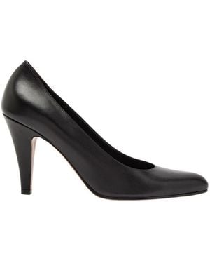 The Row Solid Leather Pumps - Black