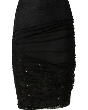 Pinko Patchwork-Effect Lace Pencil Skirt - Black