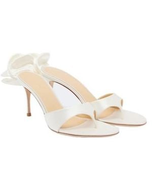 Magda Butrym Floral-Appliqué Satin Thong Sandals - White