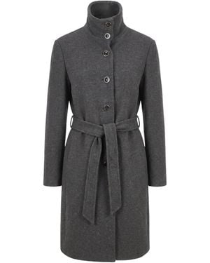 Pinko Belted Button-Down Coat - Gray