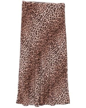 RIXO London Leopard Print Midi Skirt - Brown