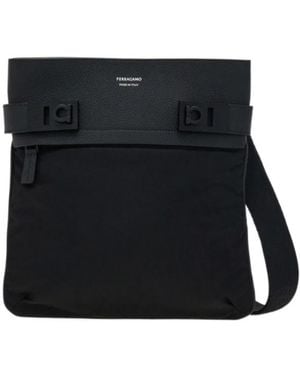 Ferragamo Ferragamo Buckle Detail Messenger Bag - Black
