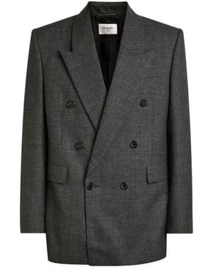 Saint Laurent Double-Breasted Wool Blazer - Black