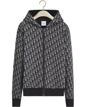 Dior Hooded Zipped Cardigan - Gray