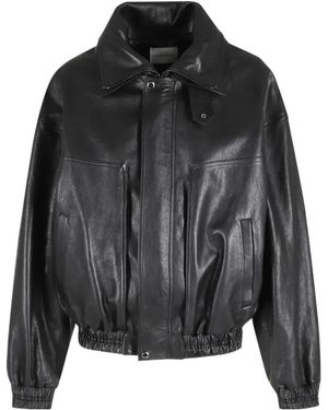 Magda Butrym Leather Aviator Jacket - Black