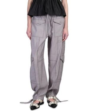 Ganni High Waist Drawstring Pants - Gray