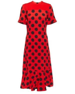Marni Polka Dot Cady Midi Dress - Red