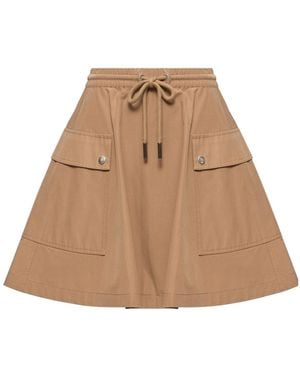 Moncler Cotton Blend A-Line Mini Skirt - Natural