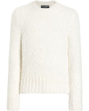 Dolce & Gabbana Bouclé-Effect Pullover - White