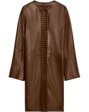 Weekend by Maxmara Long-Sleeved Leather Jacket - Brown