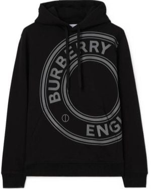Burberry Logo Graphic Cotton Hoodie - Black