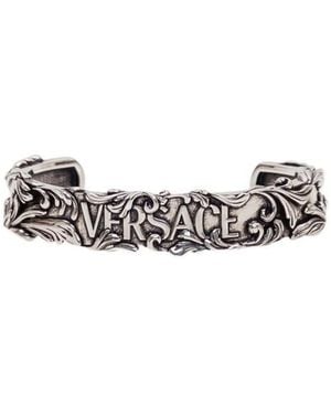 Versace Logo-Detailed Open-Cuff Bracelet - White