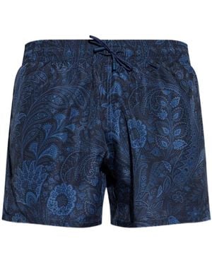 Etro Paisley Printed Drawstring Swim Shorts - Blue