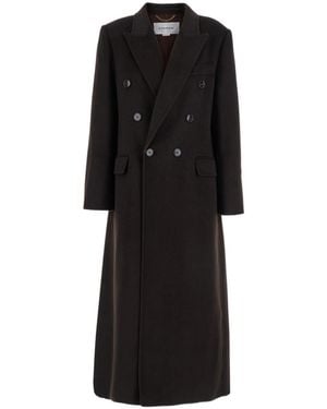 Victoria Beckham Double-Breasted Button-Up Coat - Black