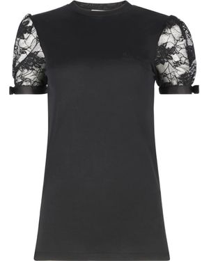 Nina Ricci Lace-Embroidered T-Shirt - Black