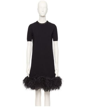 Valentino Short Embroidered Knit Dress - Black