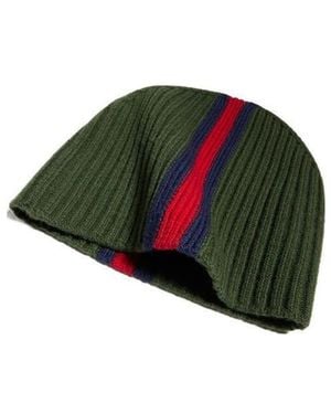 Gucci Ribbed-Knit Beanie Hat - Green