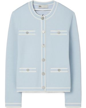 Tory Burch Kendra Crewneck Buttoned Cardigan - Blue