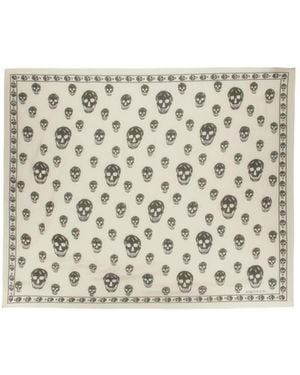 McQueen Skull Printed Scarf - White