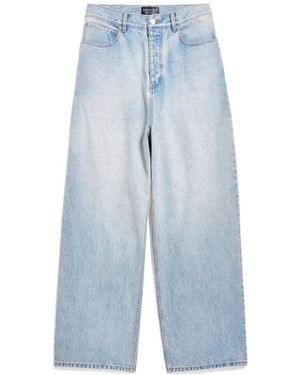Balenciaga Logo Patch Baggy Jeans - Blue
