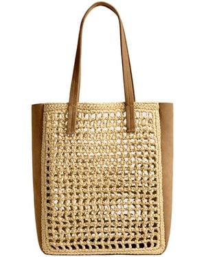 KHAITE Small Zoe Woven-Panel Tote Bag - Metallic