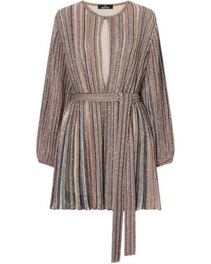 Missoni Belted Sequin-Embellished Metallic Crochet-Knit Mini Dress - Brown