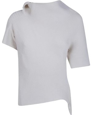 Issey Miyake Life Form Asymmetric Knitted Top - White