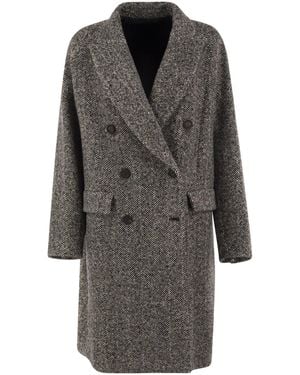 Brunello Cucinelli Monili Dazzling Chevron Coat - Grey