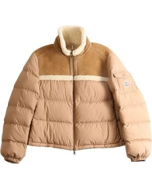 Moncler Aurore Logo Patch Padded Jacket - Natural