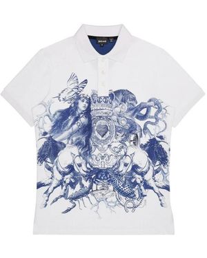 Just Cavalli Pattern Polo Shirt - Blue
