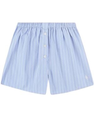Sporty & Rich Striped Elasticated Waistband Shorts - Blue
