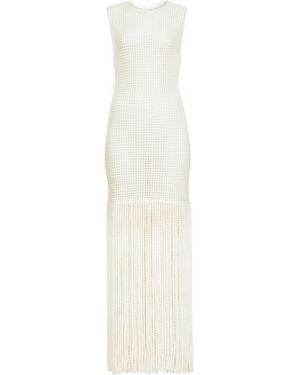 Alaïa Alaïa Fringed Beaded Knit Dress - White