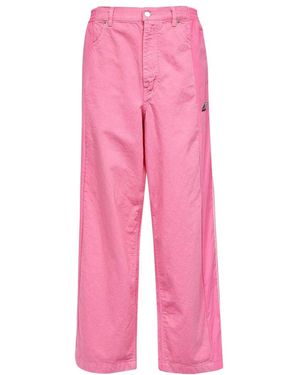 Ambush Logo Embroidered Wide-Leg Jeans - Pink