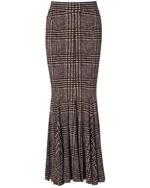 Norma Kamali Prince Of Wales Check Maxi Skirt - Brown