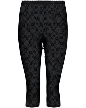 Marine Serre Moonogram Mesh Flock Capri Pants - Black
